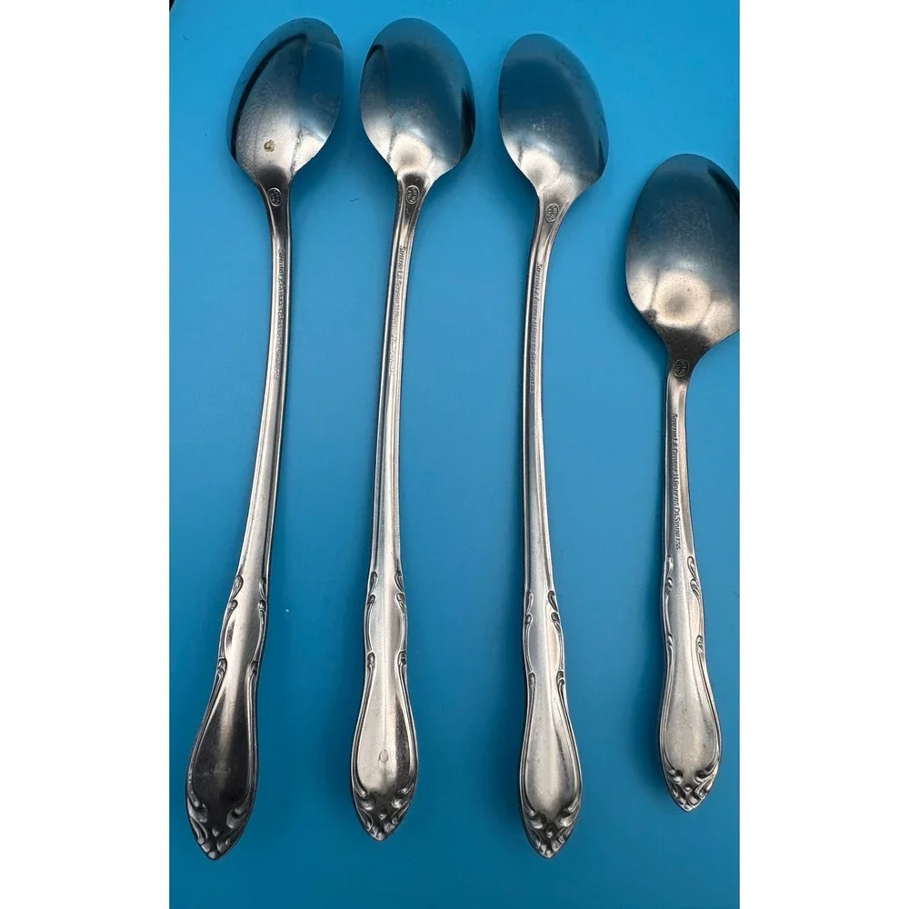Oneida Simeon L George H Rogers Homestead Stainless Flatware 6 Pc Serving Silver